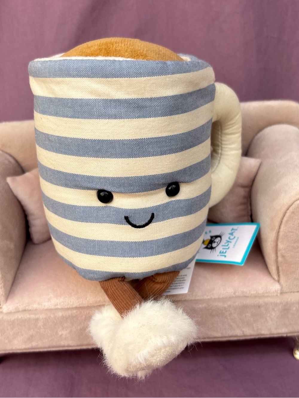 Jellycat ROSIE LEA MUG of TEA NWT authentic US seller - UK Exclusive blue white